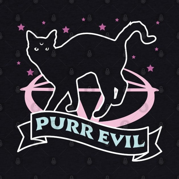 Purr Evil Cat - Pastel Goth Halloween Black Cat Lover by OrangeMonkeyArt